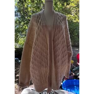 Vintage AMERICAN EAGLE Cable Knit Cardigan Sweater Fisherman Cream Y2K Size XL